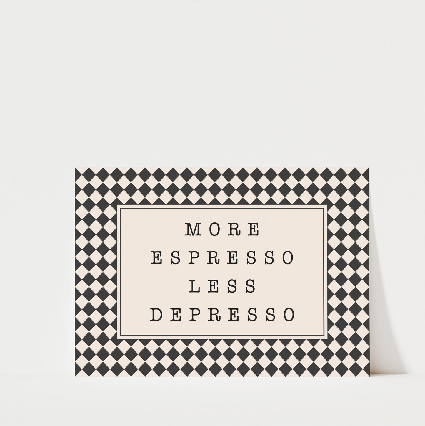 More Espresso Less Depresso Diamonds - Coffee Wall Art Print (Landscape)