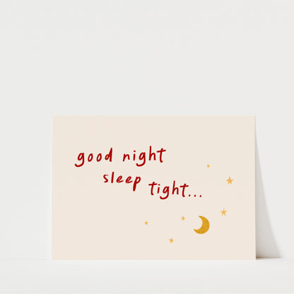 Good Night Sleep Tight Nursery Wall Art – Bedtime Quote Print for Kids Room