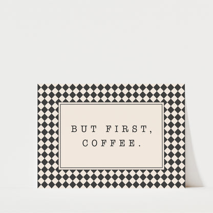 But First Coffee Diamonds - Coffee Wall Art Print (Landscape)