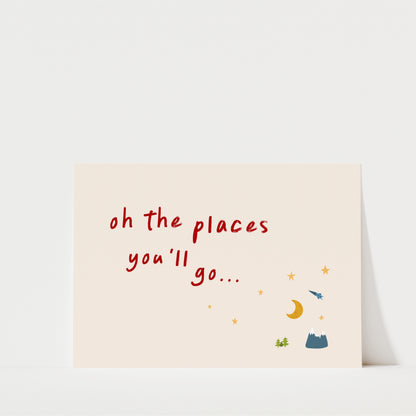 Oh The Places You’ll Go Wall Art Print – Nursery Quote for Kids Bedroom