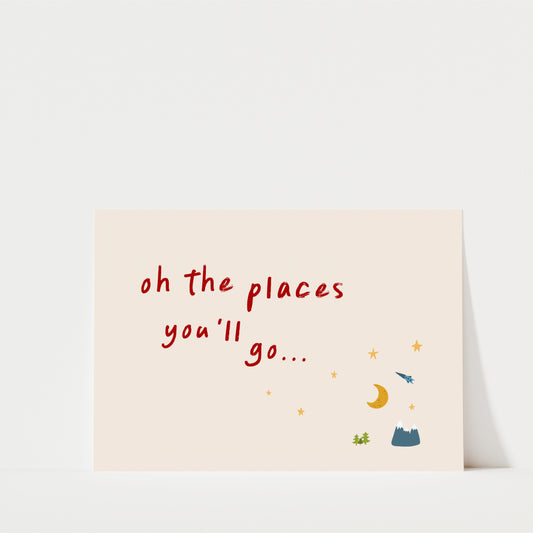 Oh The Places You’ll Go Wall Art Print – Nursery Quote for Kids Bedroom