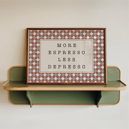 More Espresso Less Depresso Diamonds - Coffee Wall Art Print (Landscape)