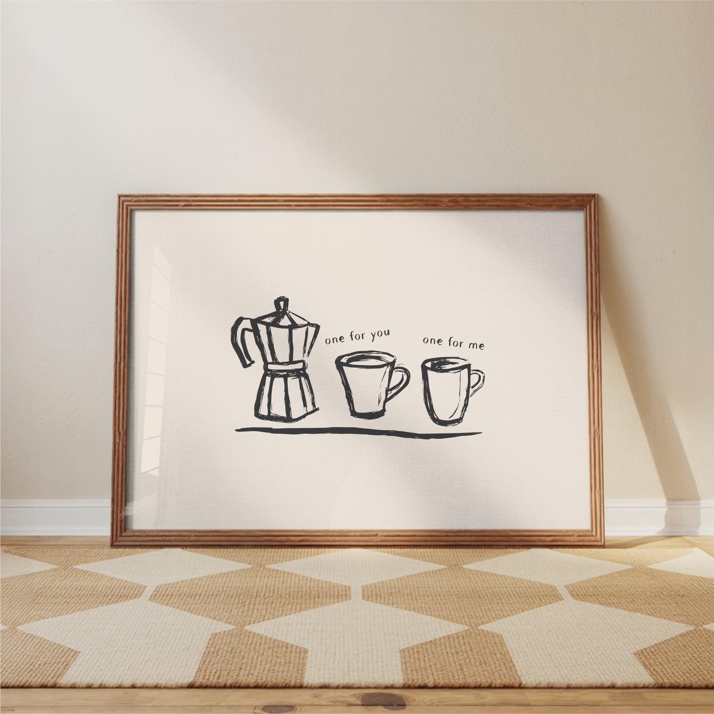 One for You, One for Me - Moka Pot Coffee Wall Art Print - Landscape