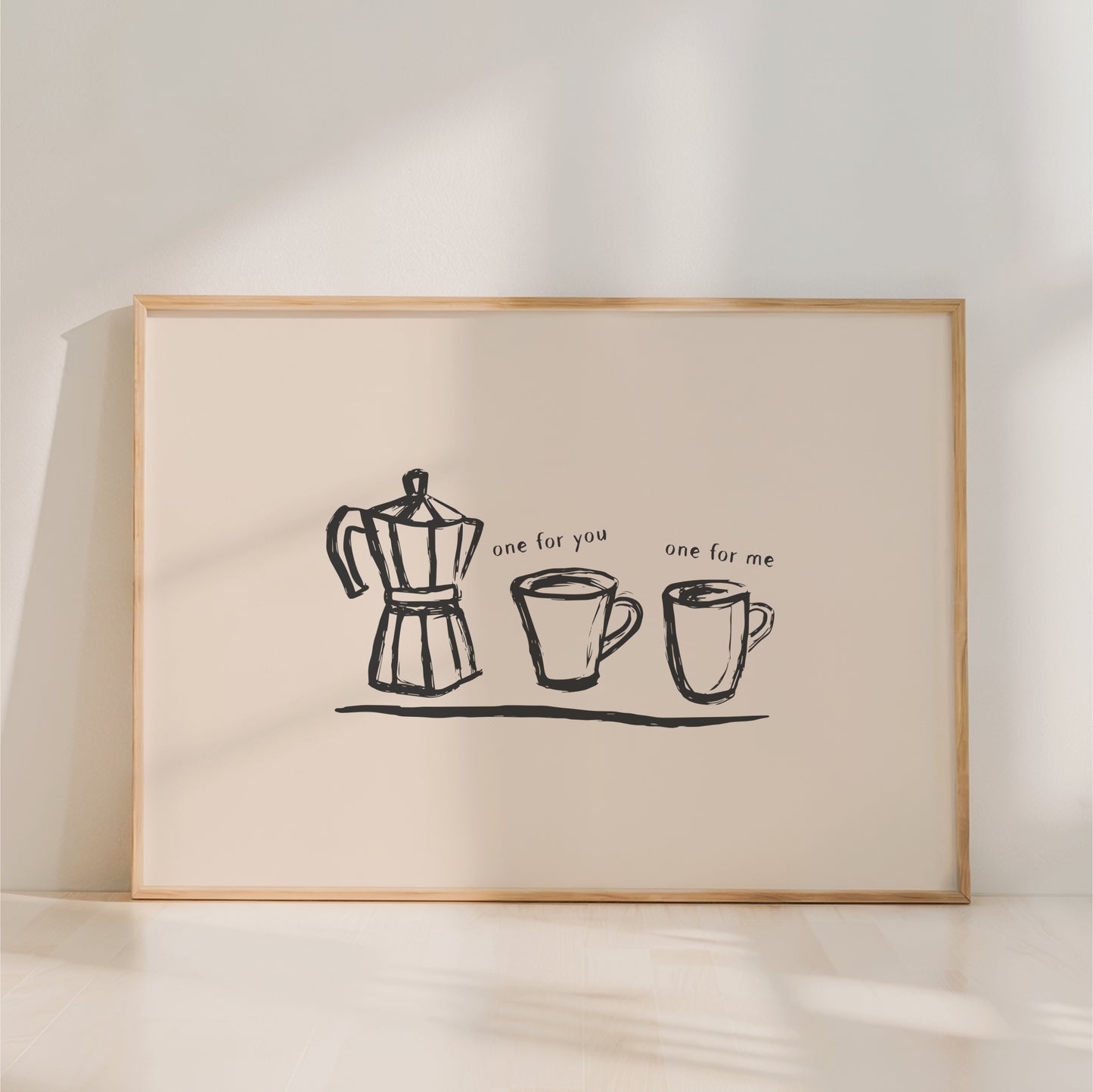 One for You, One for Me - Moka Pot Coffee Wall Art Print - Landscape