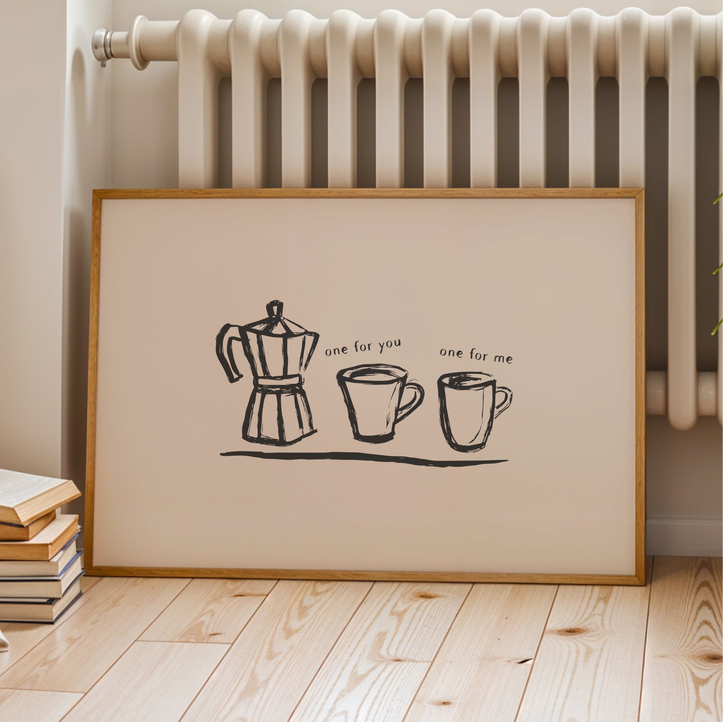 One for You, One for Me - Moka Pot Coffee Wall Art Print - Landscape