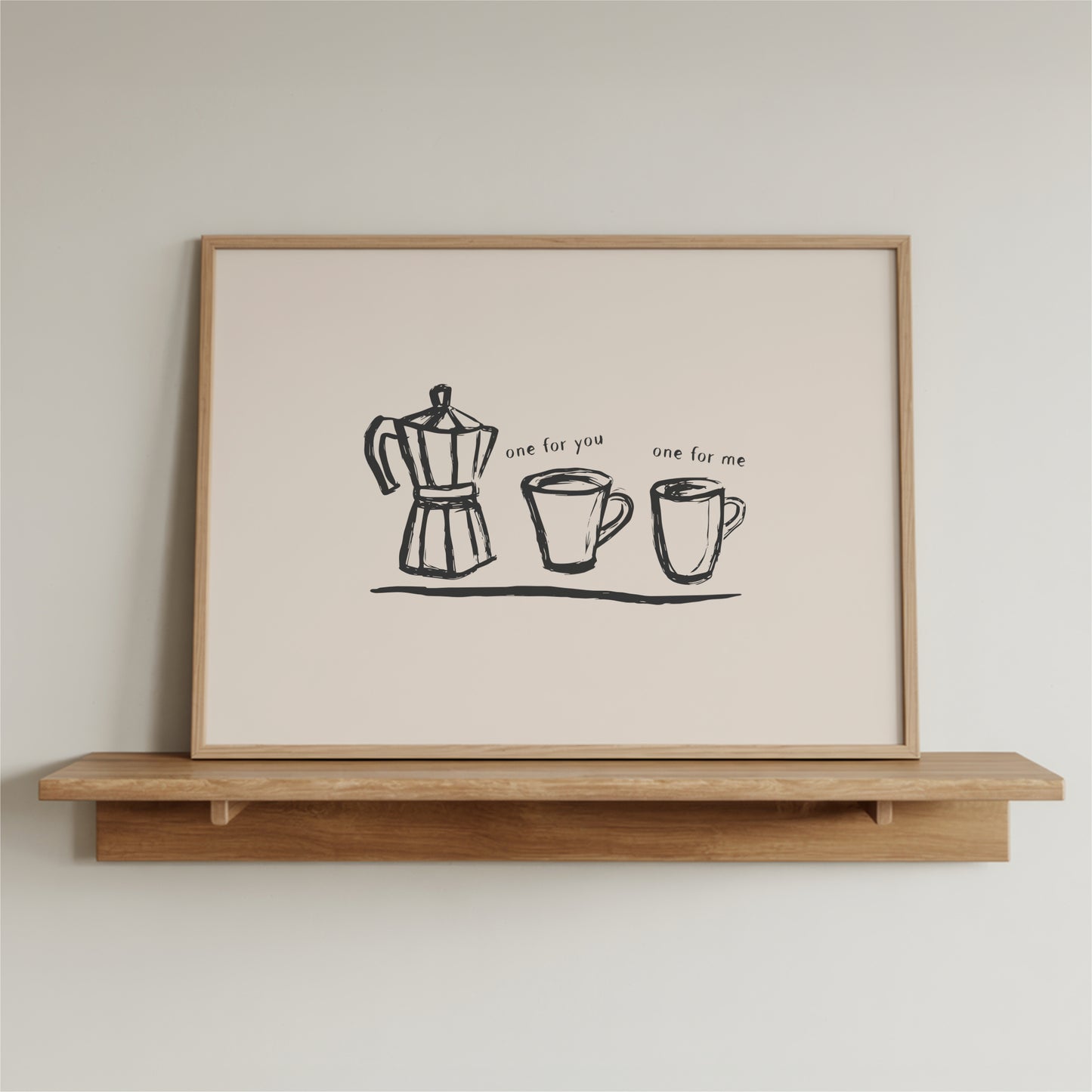 One for You, One for Me - Moka Pot Coffee Wall Art Print - Landscape
