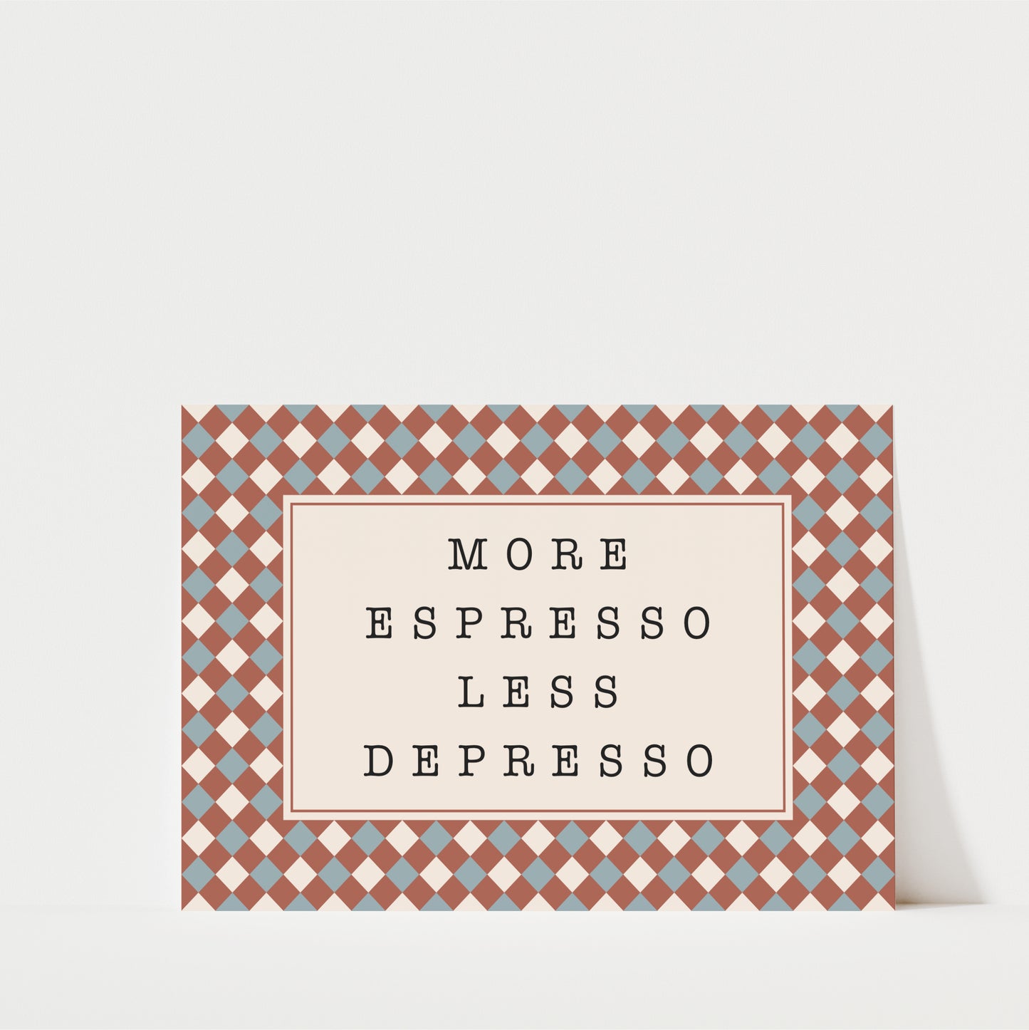 More Espresso Less Depresso Diamonds - Coffee Wall Art Print (Landscape)