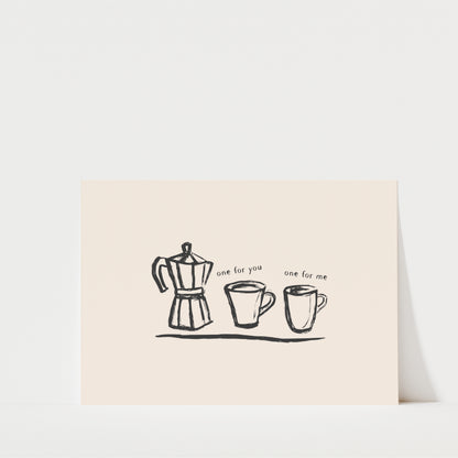 One for You, One for Me - Moka Pot Coffee Wall Art Print - Landscape