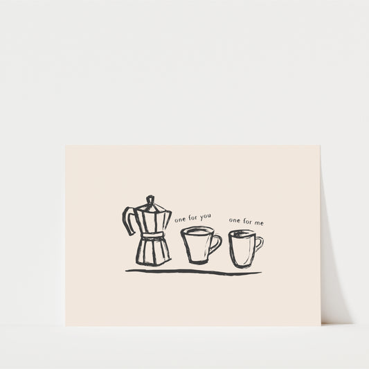 One for You, One for Me - Moka Pot Coffee Wall Art Print - Landscape