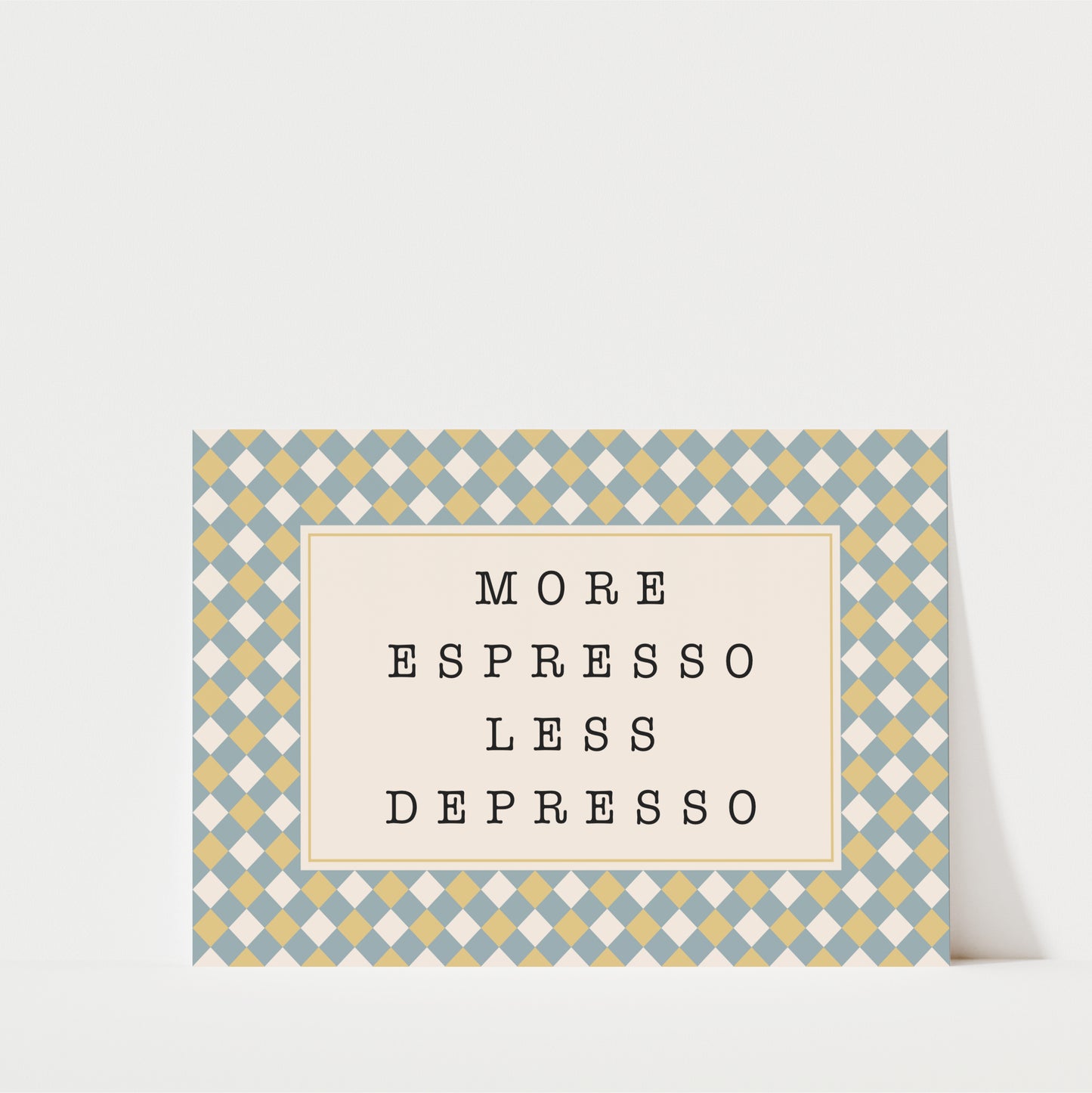 More Espresso Less Depresso Diamonds - Coffee Wall Art Print (Landscape)