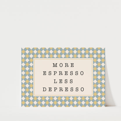 More Espresso Less Depresso Diamonds - Coffee Wall Art Print (Landscape)