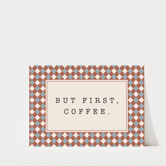 But First Coffee Diamonds - Coffee Wall Art Print (Landscape)