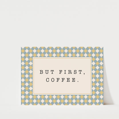 But First Coffee Diamonds - Coffee Wall Art Print (Landscape)