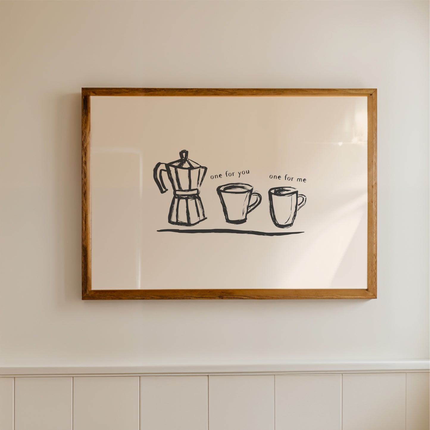 One for You, One for Me - Moka Pot Coffee Wall Art Print - Landscape