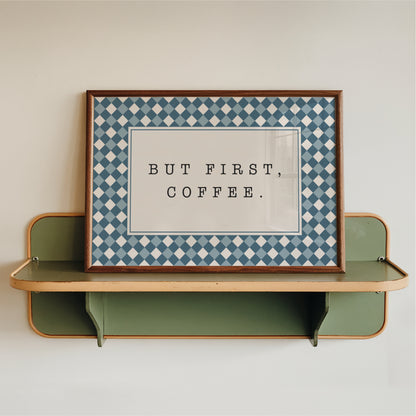 But First Coffee Diamonds - Coffee Wall Art Print (Landscape)