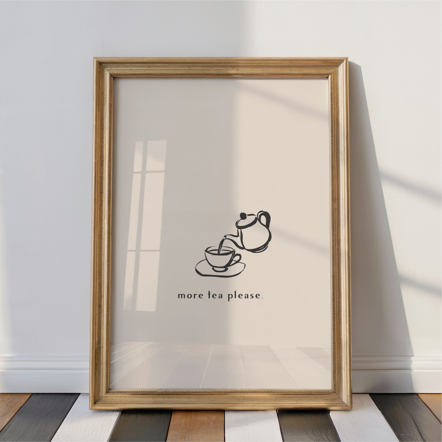 More Tea Please Wall Art Print – Minimal Kitchen Decor & Tea Lover Poster