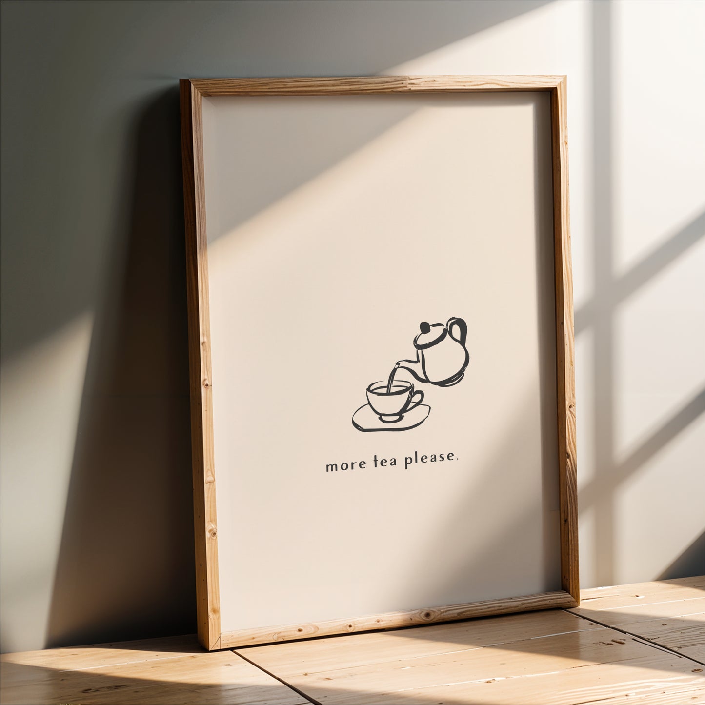 More Tea Please Wall Art Print – Minimal Kitchen Decor & Tea Lover Poster