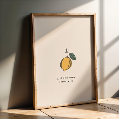 Just One More Limoncello Wall Art – Lemon Print & Italian Kitchen Decor