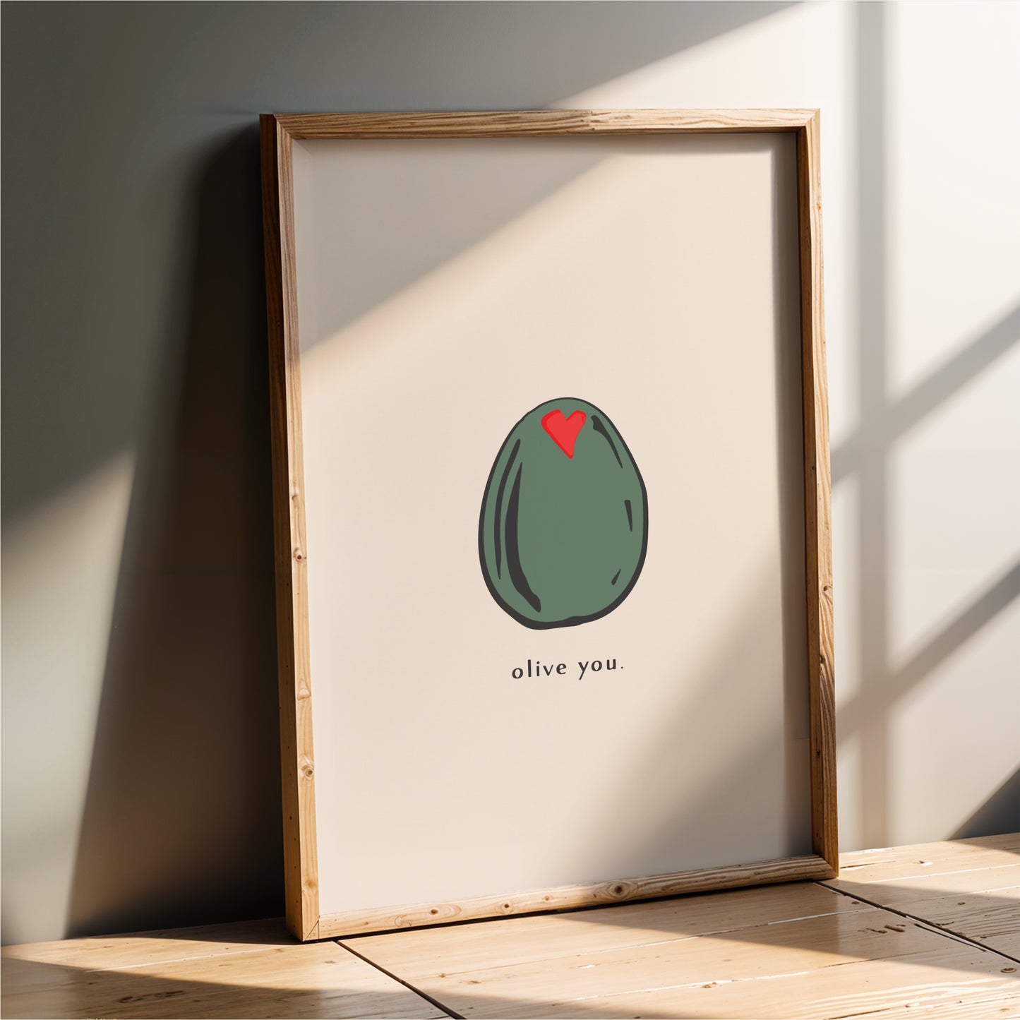 Olive You Wall Art Print – Funny Kitchen Decor Gift