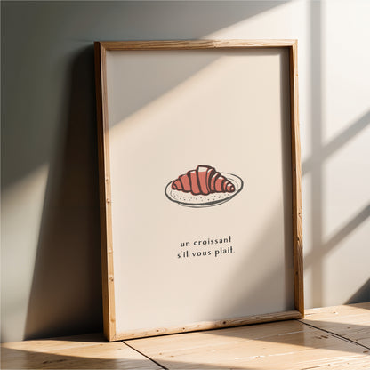 Croissant Wall Art Print – French Kitchen Decor & Café Style Food Poster