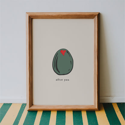 Olive You Wall Art Print – Funny Kitchen Decor Gift