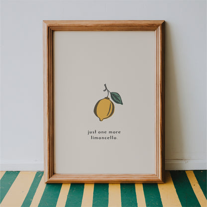 Just One More Limoncello Wall Art – Lemon Print & Italian Kitchen Decor