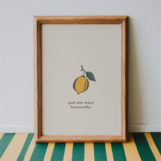 Just One More Limoncello Wall Art – Lemon Print & Italian Kitchen Decor