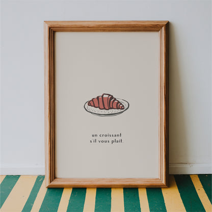 Croissant Wall Art Print – French Kitchen Decor & Café Style Food Poster