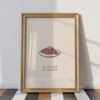 Croissant Wall Art Print – French Kitchen Decor & Café Style Food Poster