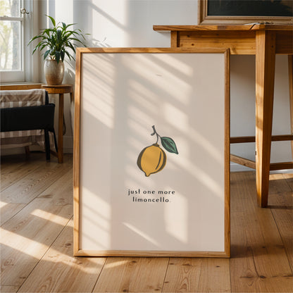 Just One More Limoncello Wall Art – Lemon Print & Italian Kitchen Decor