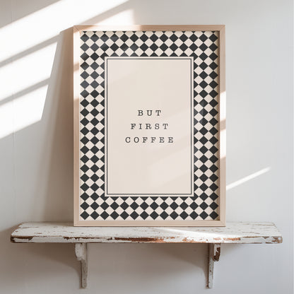 But First Coffee Diamonds - Coffee Wall Art Print