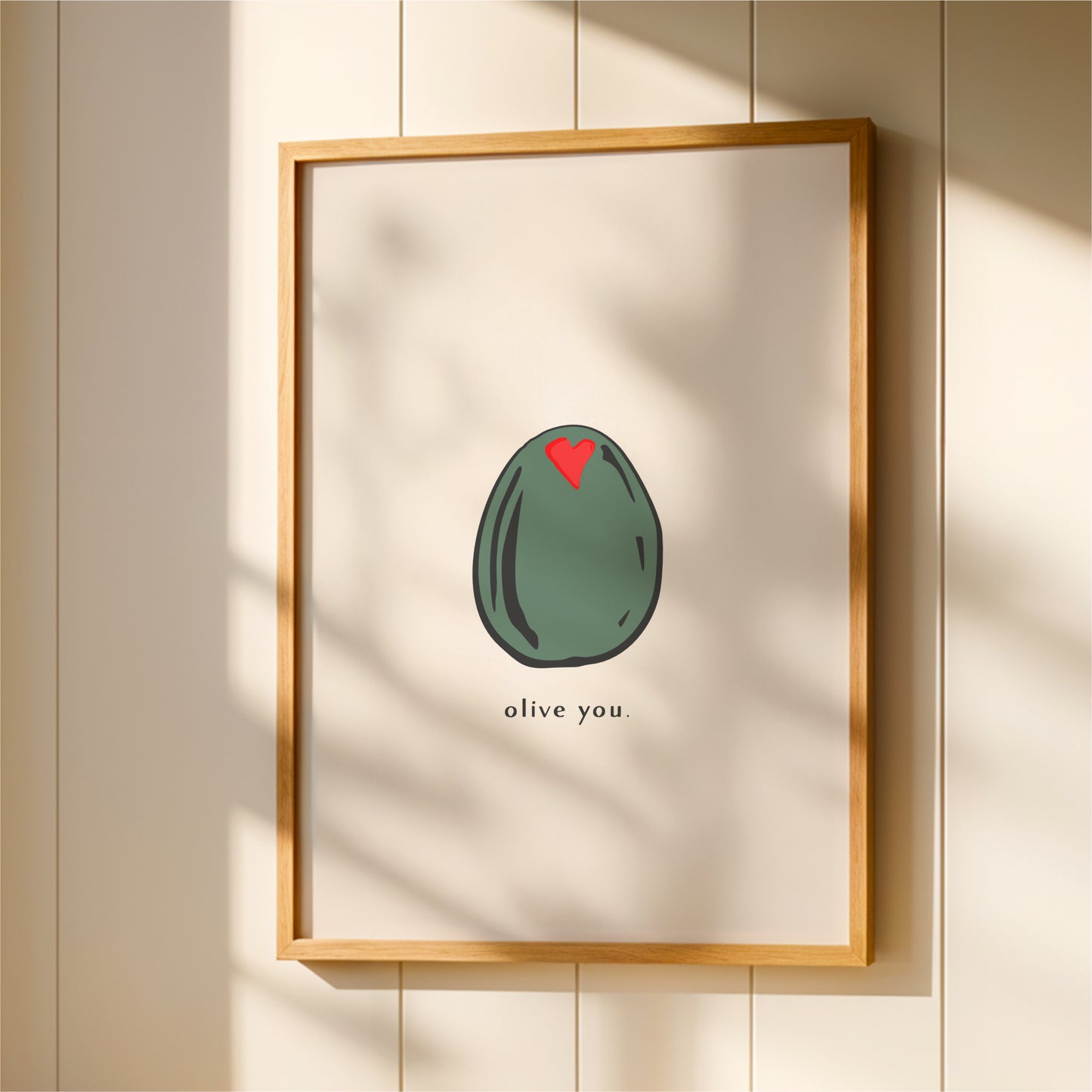 Olive You Wall Art Print – Funny Kitchen Decor Gift
