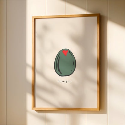 Olive You Wall Art Print – Funny Kitchen Decor Gift