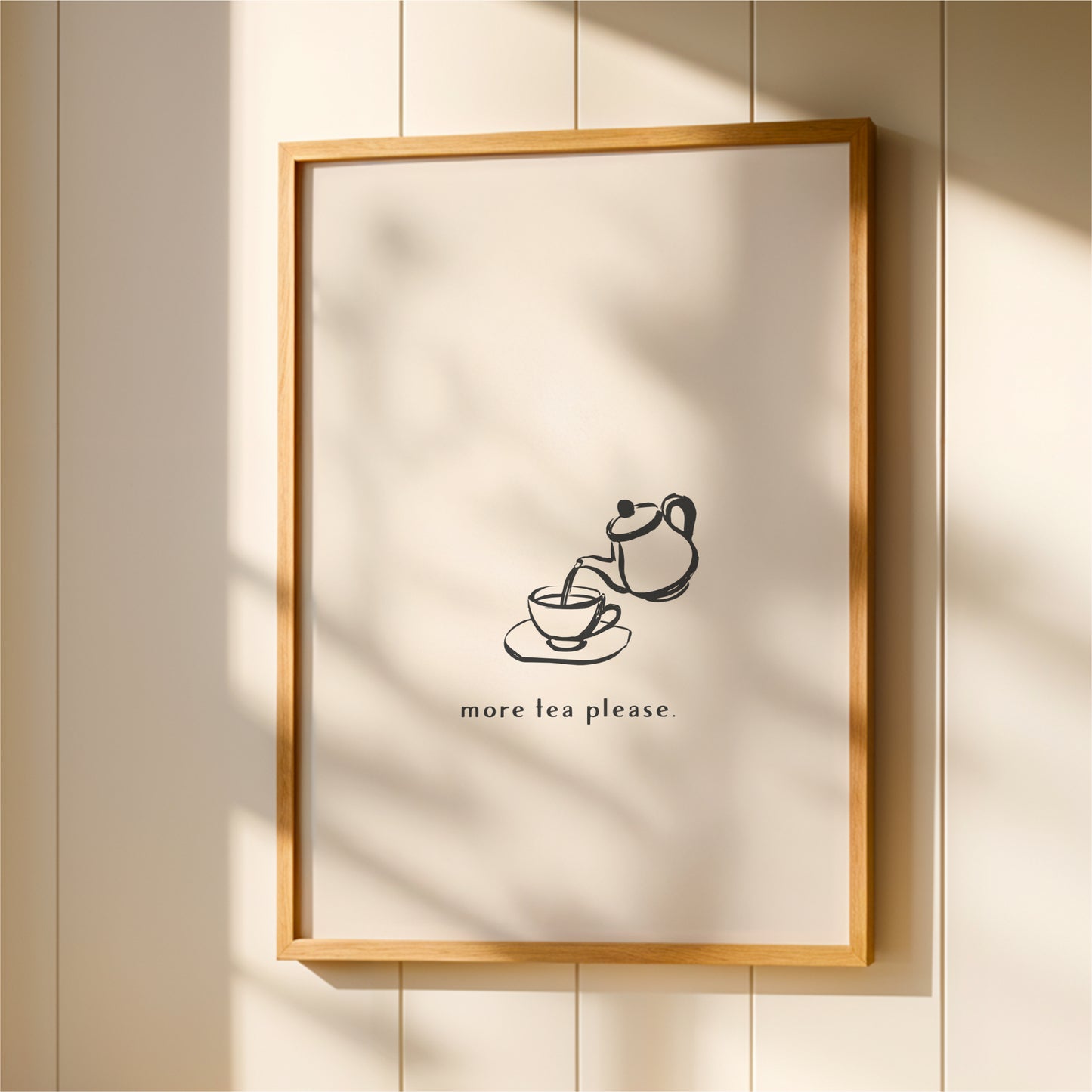 More Tea Please Wall Art Print – Minimal Kitchen Decor & Tea Lover Poster