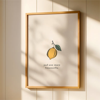 Just One More Limoncello Wall Art – Lemon Print & Italian Kitchen Decor