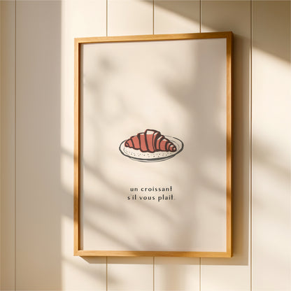 Croissant Wall Art Print – French Kitchen Decor & Café Style Food Poster