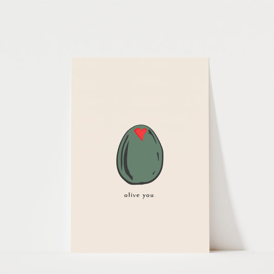 Olive You Wall Art Print – Funny Kitchen Decor Gift
