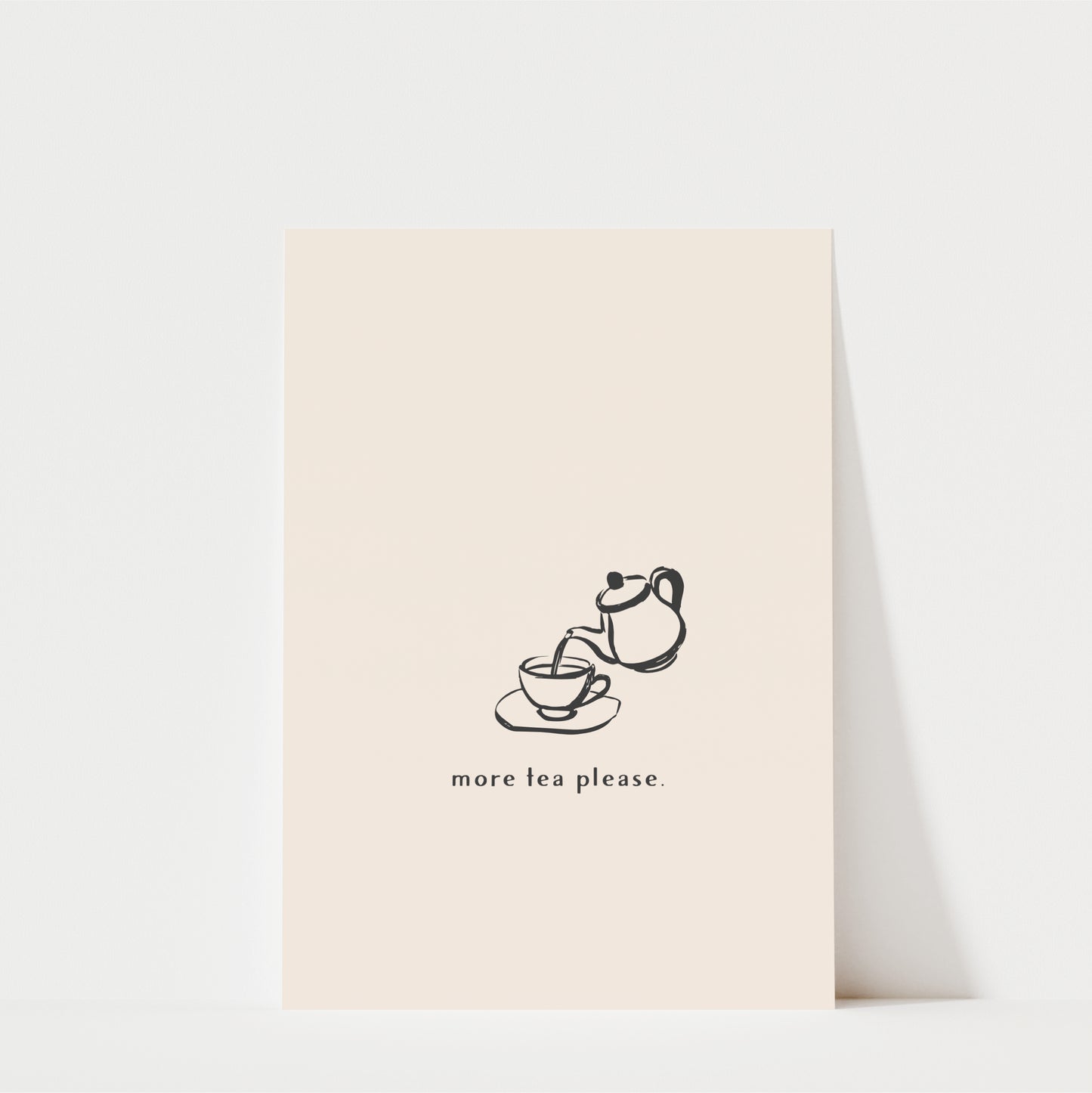 More Tea Please Wall Art Print – Minimal Kitchen Decor & Tea Lover Poster