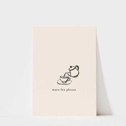 More Tea Please Wall Art Print – Minimal Kitchen Decor & Tea Lover Poster