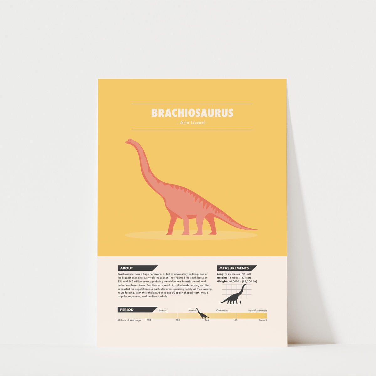 Brachiosaurus Dinosaur Print - Kids Wall Art