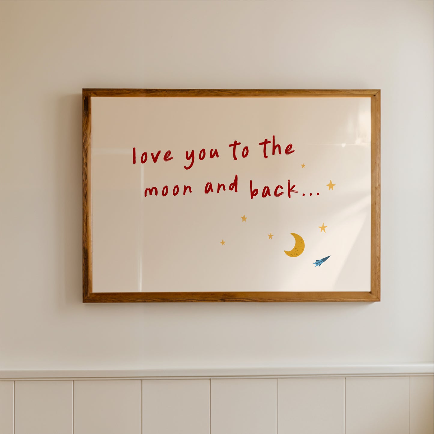 Love You to the Moon and Back Wall Art Print – Nursery Quote for Baby Room