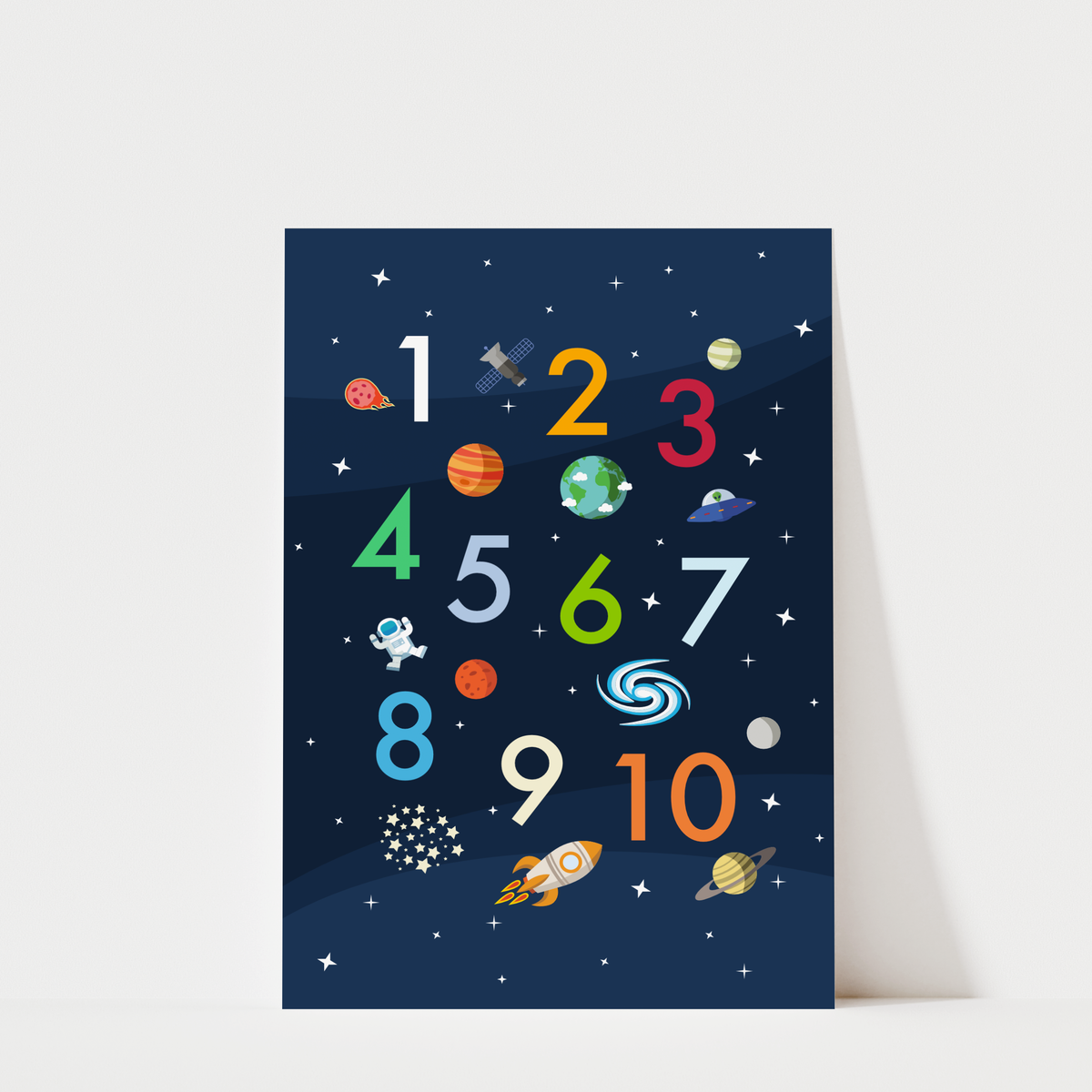Outer Space Numbers Art Print – Kids Bedroom, Playroom Decor
