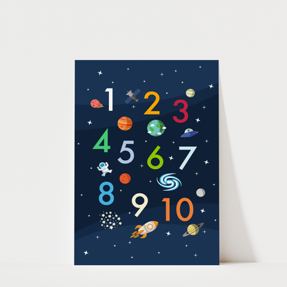 Outer Space Numbers Art Print – Kids Bedroom, Playroom Decor