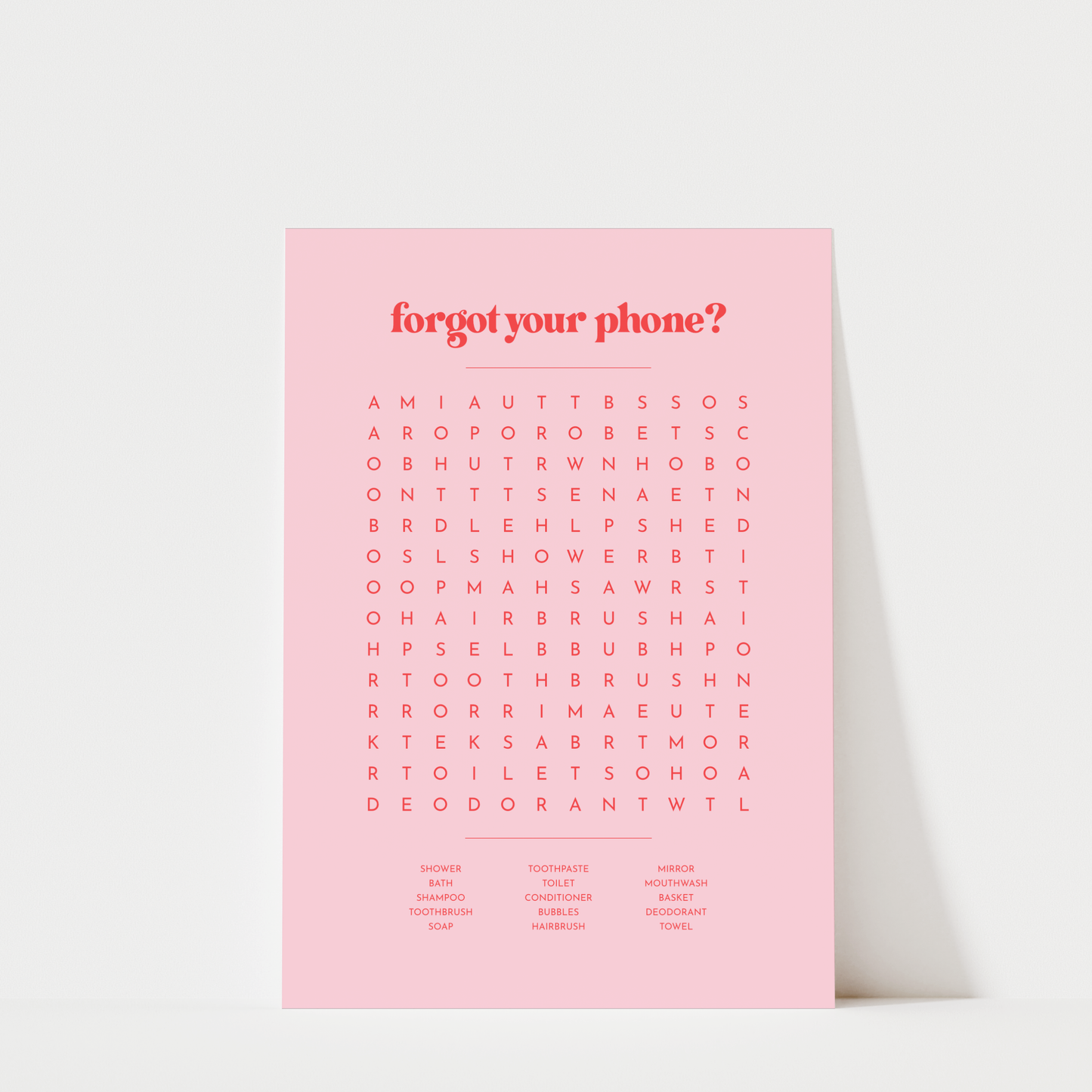 Bathroom Word Search - Bathroom Wall Art