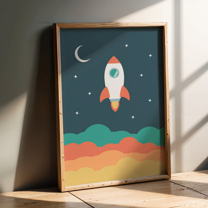 Space Rocket - Kids Space Wall Art