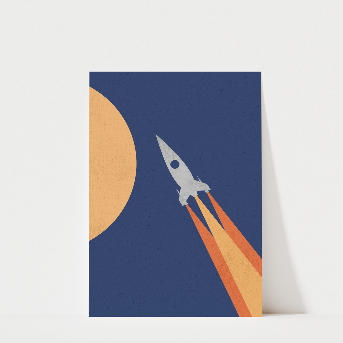Retro Space Rocket Ship Print – Nursery & Kids Room Wall Art