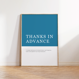 Thanks In Advance Definition Print