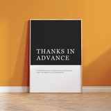 Thanks In Advance Definition Print