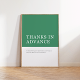 Thanks In Advance Definition Print