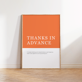 Thanks In Advance Definition Print